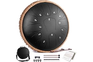 Lronbird Steel Tongue Drum 12 Inch 13 Notes Hand Drums with Travel Bag Mallets Music Book, C Major Musical Instruments for Adults - Concert Percussion - Sound Healing Gifts (Black)