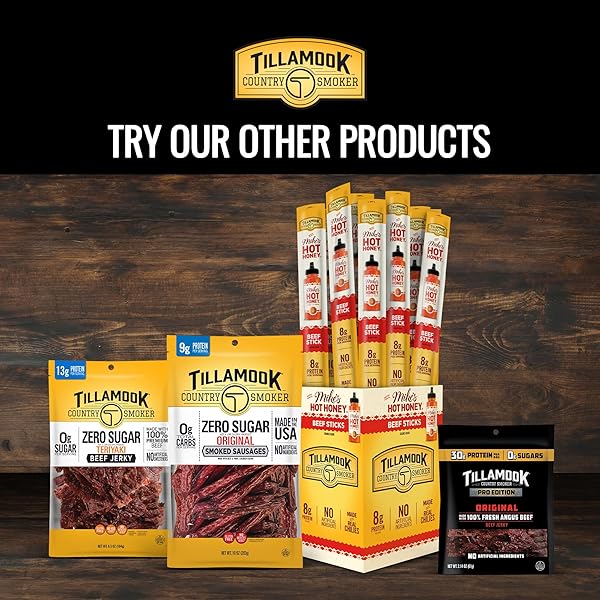TILLAMOOK COUNTRY SMOKER REAL HARDWOOD SMOKED SAUSAGES, HUNTER’S SAUSAGE MEAT STICKS, LOW CARB, HIGH PROTEIN, READY TO EAT SNACKS, 36 COUNT BULK PACK