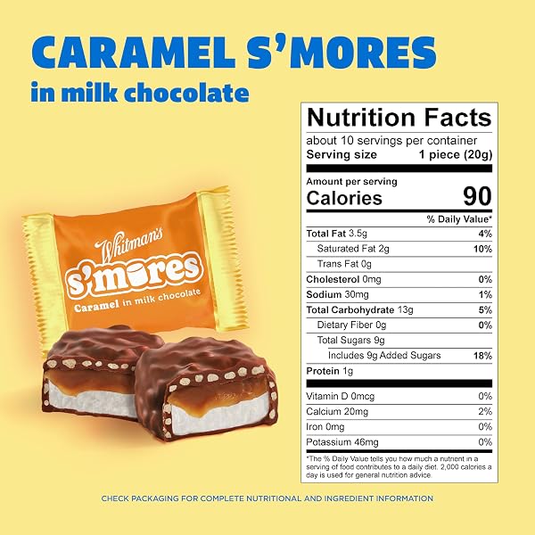 WHITMAN’S S’MORES CARAMEL MILK CHOCOLATE CANDY, BAG 7.3. OZ