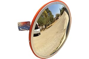 SNS SAFETY LTD Convex Traffic Mirror 12" for Driveway, Warehouse and Garage Safety or Store and Office Security, with Adjustable Wall Fixing Bracket to Eliminate Blind Spots Indoor and Outdoor
