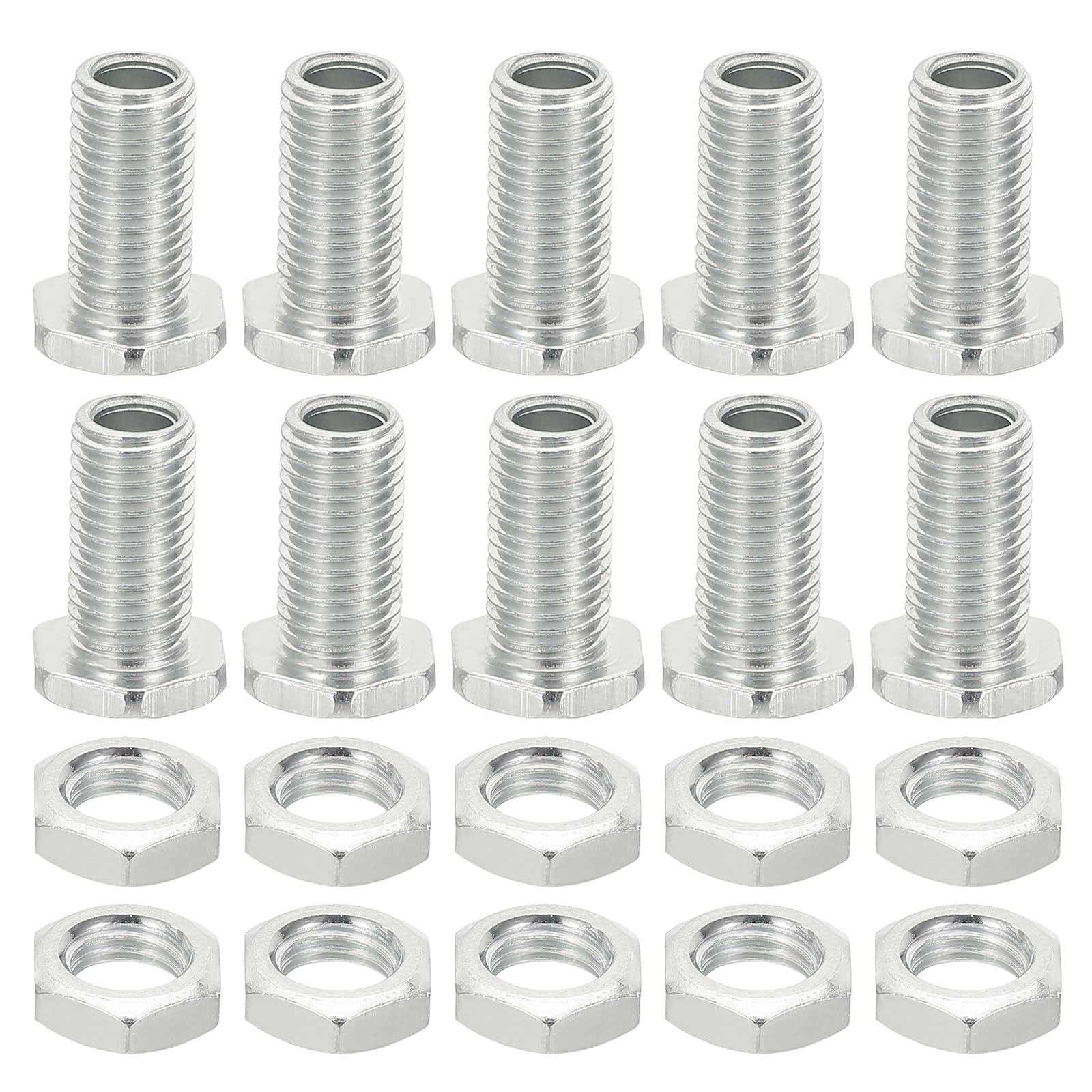 PATIKIL M8x18mm Hex Bolts and Nuts Kit, 10 Set Fine Thread Hollow Screws Assortment Hexagon Head Screw Through Hole Bolt Chandelier Fasteners