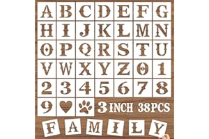 DZXCYZ 3 Inch Letter Stencils and Numbers, 38 Pcs Alphabet DIY Craft Stencils, Reusable Plastic Drawing Templates for Painting on Wood, Wall, Fabric, Rock, Floor, Signage, Door Porch