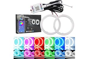 QasimLED 1-pair 80MM 81SMD COB RGB LED Halo Ring Angel Eyes Universal For Motorcycle Car Headlight Warning Lamp with Cover Bl