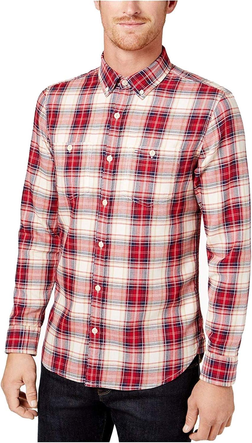 tommy hilfiger red plaid shirt