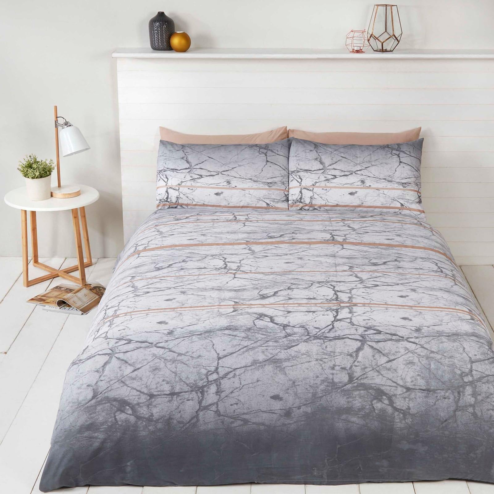 Marble Silver/Gold Duvet Cover Set - Double