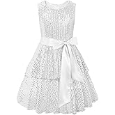 Century Star Girls Sequin Dress Sparkly Formal Prom Party Fancy Graduations Sleeveless Tween Dual-Layer Dresses 5-14 Years
