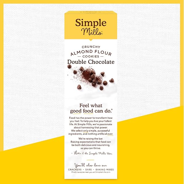 SIMPLE MILLS ALMOND FLOUR DOUBLE CHOCOLATE CHIP COOKIES, GLUTEN FREE AND DELICIOUS CRUNCHY COOKIES, ORGANIC COCONUT OIL, GOOD FOR SNACKS (PACKAGING MAY VARY)
