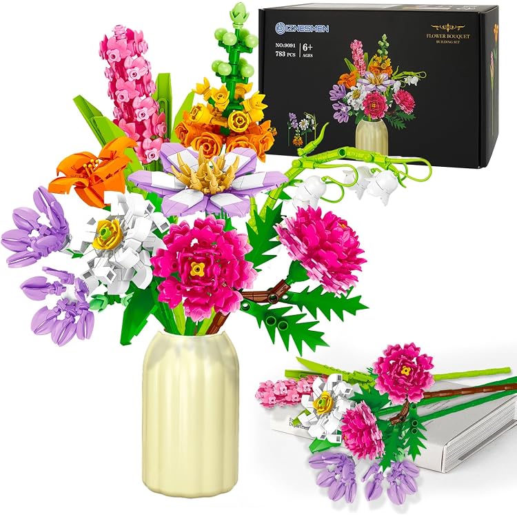 Amazon.com: BIZNESMEN 8 Pack Flower Bouquet Building Block Set