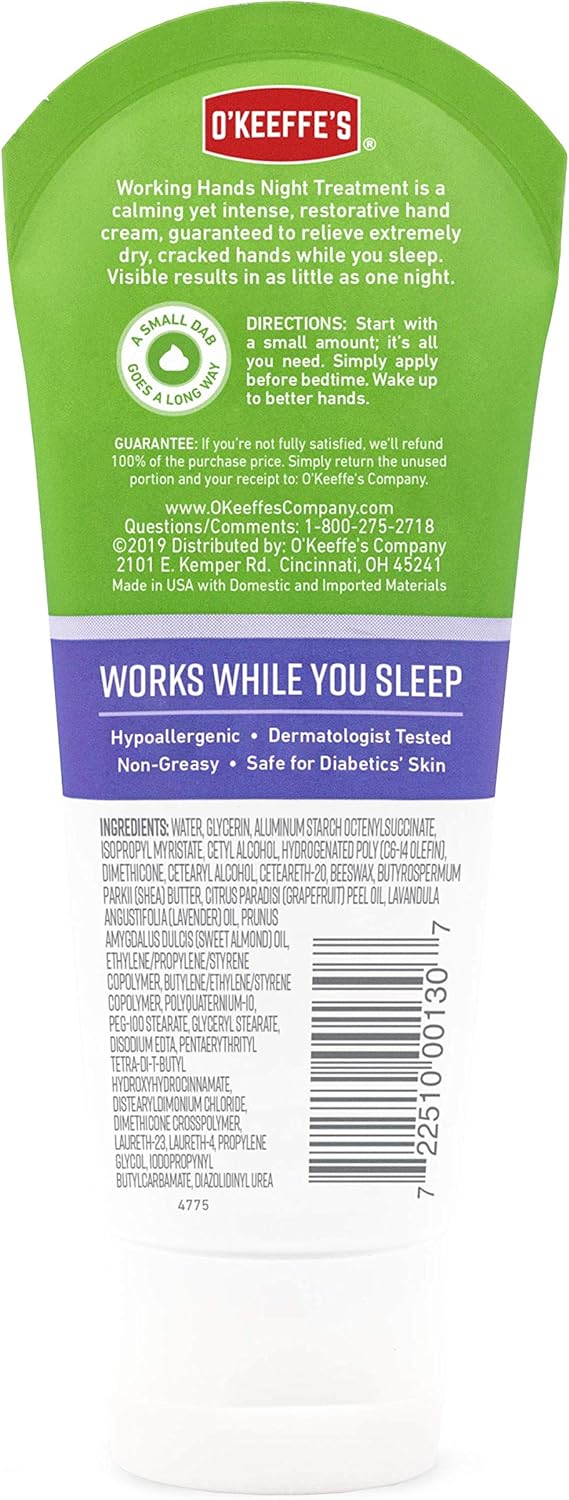 O'Keeffe's Night Treatment Hand Cream, 3 Ounce Tube, White - - 