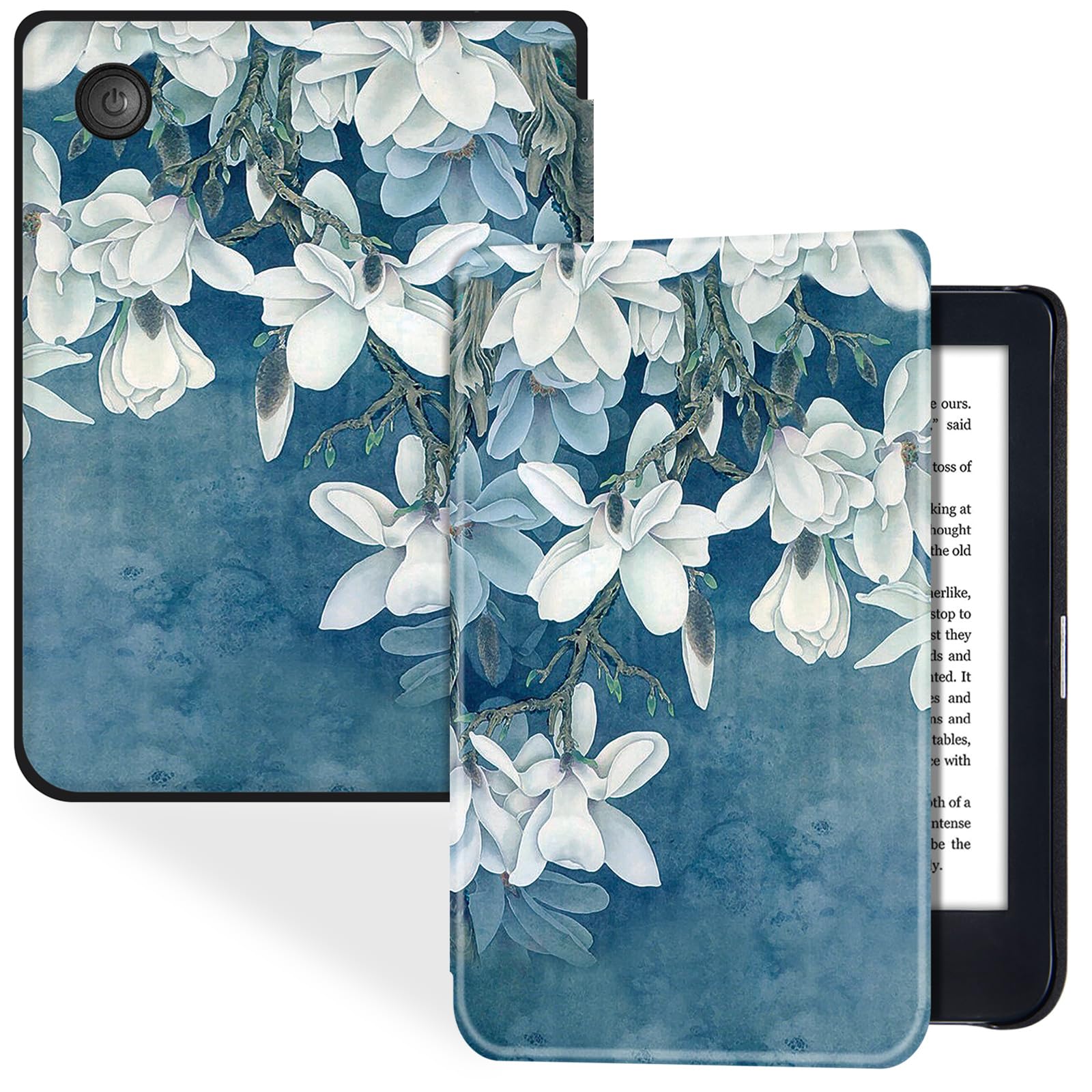 BOZHUORUI スリムケース Kobo Clara 2E (2022年発売、モデルN506) 用 - 軽量PUレザーブックカバー 自動スリープ/スリープ解除機能付き (マグノリア)