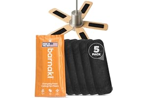 Barnakl Ceiling Fan Air Purifier Pads, Activated Coconut Shell Carbon Fan Filters Trap Dust, Odors & Allergens, Easy-Stick Universal Fit for Ceiling Fan Blades, Odorless & Unscented - (5 Count)