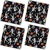50 Pcs Halloween Napkins, Dancing Skeleton Skull Design Paper | 50-count disposable napkins, cocktail luncheon dinner size, ideal for spooky party tableware, holiday decorations