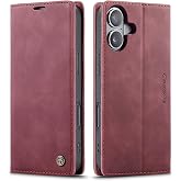 CaseMe for iPhone 17 Wallet Case,Soft PU Leather Flip Case Magnetic Stand Flip Protective Cover Leather Case with ID &amp; Credit Card Slots Holder Case for iPhone-17 (Red)