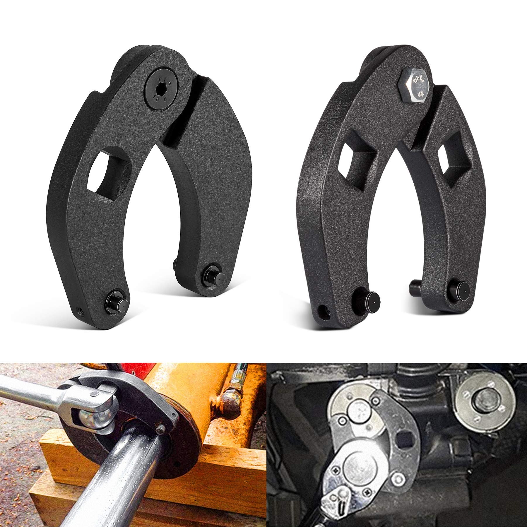 ROUTEKING Hydraulic Cylinder 1266 & 7463 Large and Small Adjustable Gland Nut Spanner Wrench Set (Set of 2)