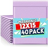Metronic Large Bubble Mailers 12x15 Inch 40 Pack Waterproof Padded Envelopes Lavender Bubble Envelopes Opaque Cushioning Mailer for Shipping Clothes, Books,Jewelry Makeup Supplies