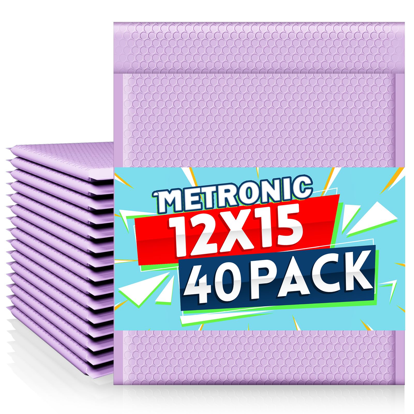 Photo 1 of Metronic Large Bubble Mailers 12x15 Inch 40 Pack Waterproof Padded Envelopes Lavender Bubble Envelopes Opaque Cushioning Mailer for Shipping Clothes, Books,Jewelry Makeup Supplies