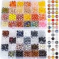 XSEINO About 1200PCS 8mm Glass Beads Bracelet Making Kit，48 Assorted Yellow and Black-White Series Colorful Crystal Beads for Bracelet and Jewelry Making and DIY Crafts,Friendship Bracelets