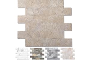 REOVATILE 5-Pack Peel and Stick Tile Backsplash 12"X13" PVC Wall Tiles, Stick on Backsplash for Kitchen, Bathroom Tile, Fireplace Décor, Laundry Table, Stair Decals in Marble Beige