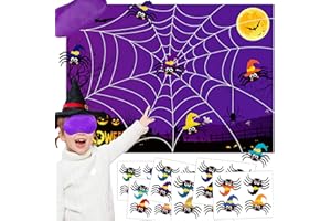 BAYLAY Halloween Pin The Tail Game - Pin The Spider On The Web Game Halloween Party Games for Kid Halloween Pin The Tail Halloween Kid Party Outdoor Halloween Games for Kid Halloween Party Activities