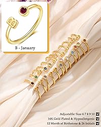 FUNEIA Initial Birthstone Rings for Women Teen
