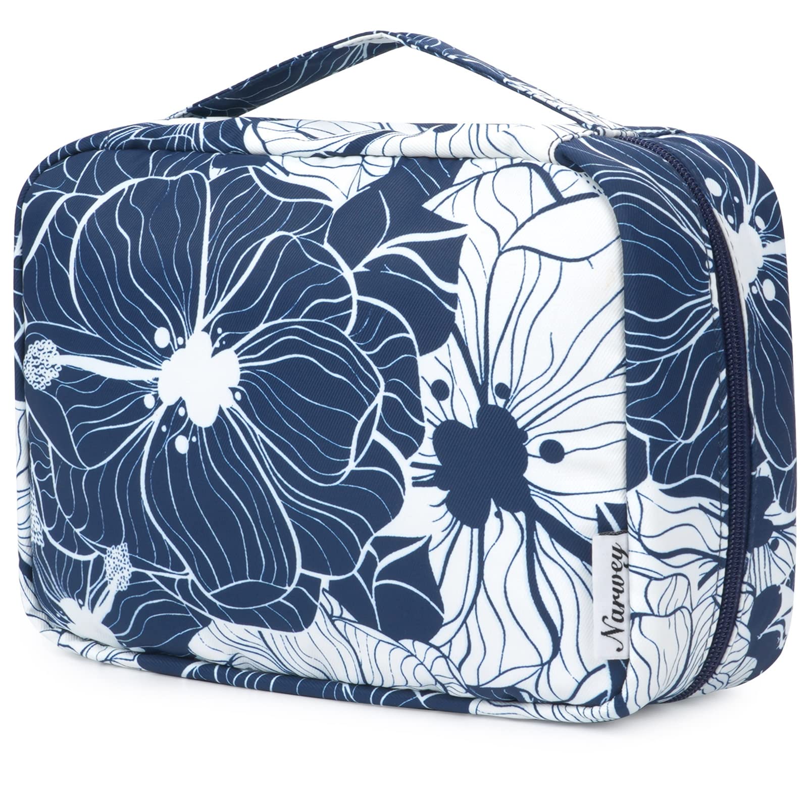 Travel Hanging Toiletry Wash Bag Makeup Cosmetic Organizer for Women Waterproof (Blue Lotus)