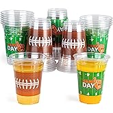 JOYIN 24 Pcs Football Plastic Cups, 16oz Disposable Football Party Cups Bulk for Sports Event, Football Party Supplies, Holiday Tableware Party Decorations