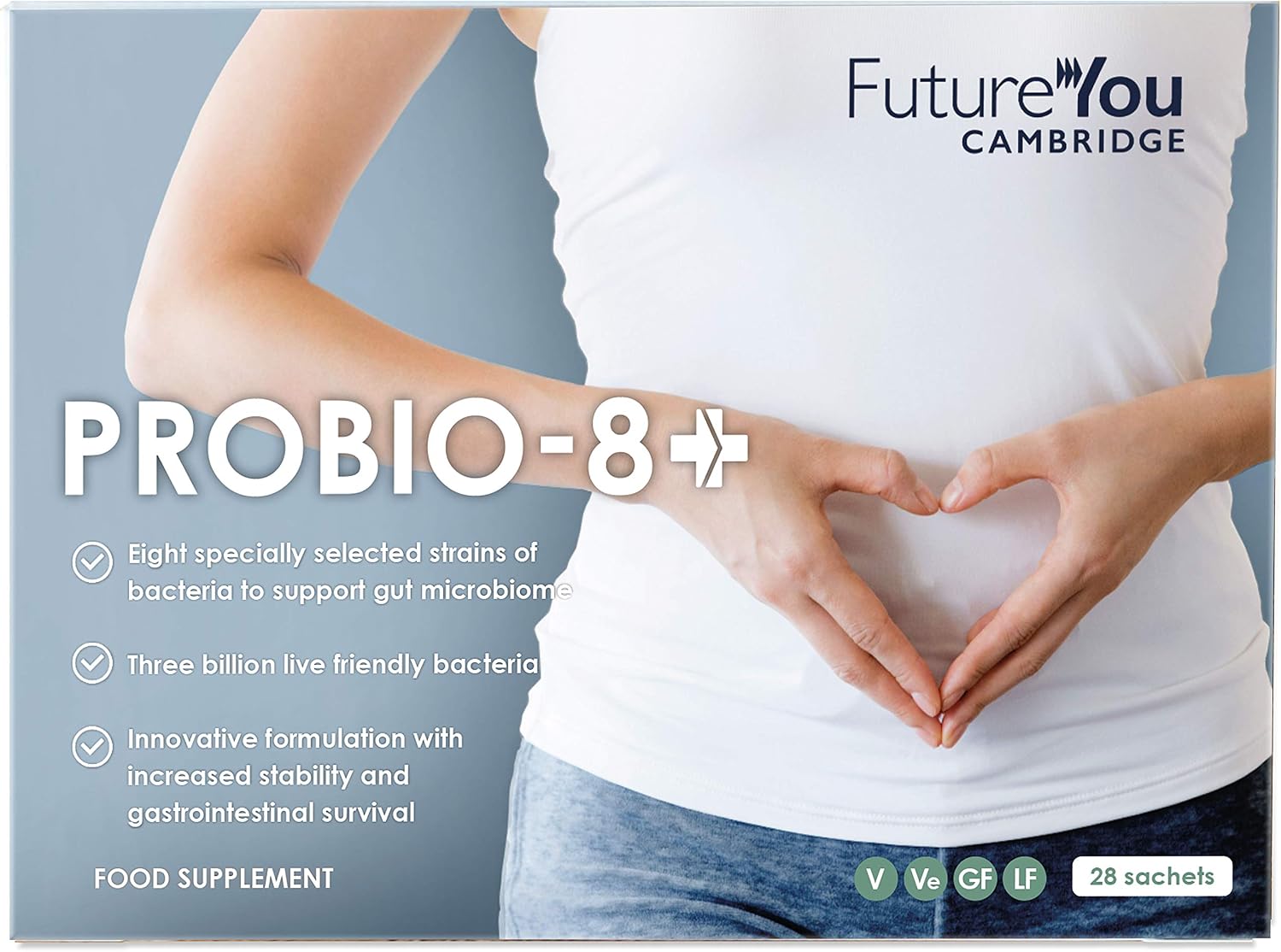 FutureYou ProBio 8+ (28 Powder Sachets) Probiotics for Gut Health Probiotics for Women and Men Gut Health Supplements with Lactobacillus Acidophilus W22