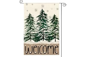 AVOIN colorlife Welcome Christmas Garden Flag 12x18 Inch Double Sided Outside, Christmas Tree Winter Holiday Yard Outdoor Decorative Flag
