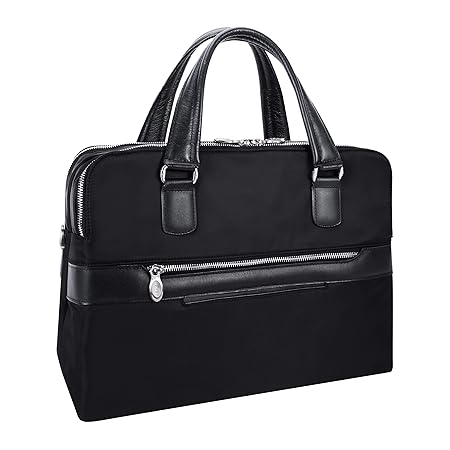 Dual Compartment Travel Briefcase, Nylon, Small, Black - Hartford | McKlein - 18585