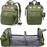 Astro alan Baby Diaper Bags with Changing Station, Waterproof Diaper Bag Backpack for Moms Dads with USB Charging Port, Baby Shower Gifts, Large Capacity diaper backpack, Green