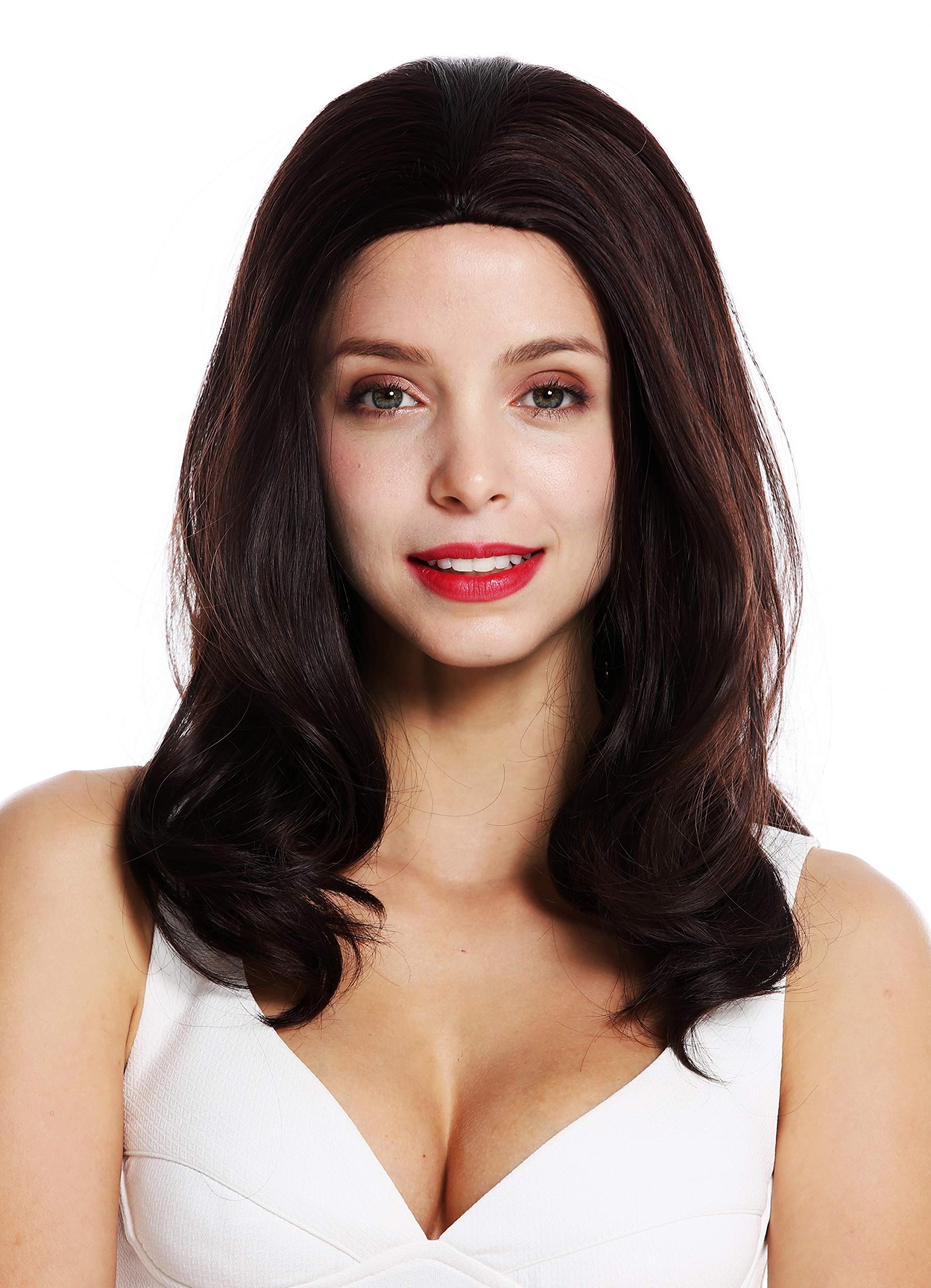 WIG ME UP - B18325-2/33 women's quality wig long wavy waved voluminous middle parting mahogany brown mix.