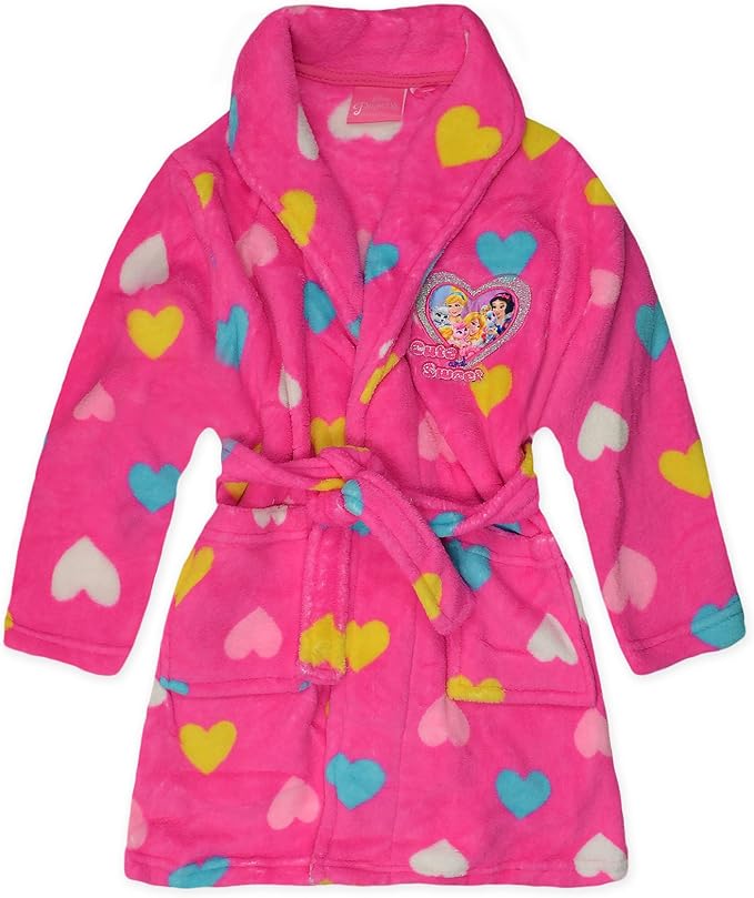 Disney Girls Princess Dressing Gown Kids Robe Fleece Bathrobe Pink