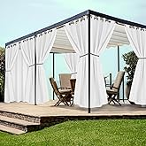 HolidayIdeas White Outdoor Curtains for Patio Waterproof 8 Pcs All Weather Balcony Grommet Top Outside Curtains for Apartments, Gazebo, Pergolas, Porch, 54x84 Inch