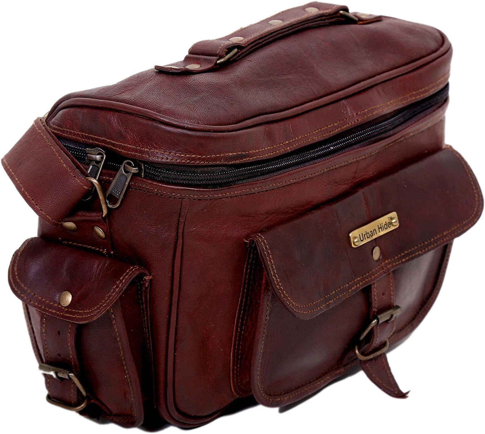 Handmade Genuine Leather Vintage DSLR Camera Bag 2 Lens Camera Bag - Free Surprise Gift