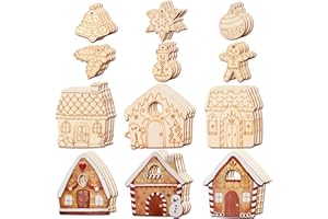 Halandar 48 Pcs Fairy Door Wooden Garden Doors Craft Mini Window Fairy House Unpainted Miniature Fairy Accessories for DIY Home Party Decoration