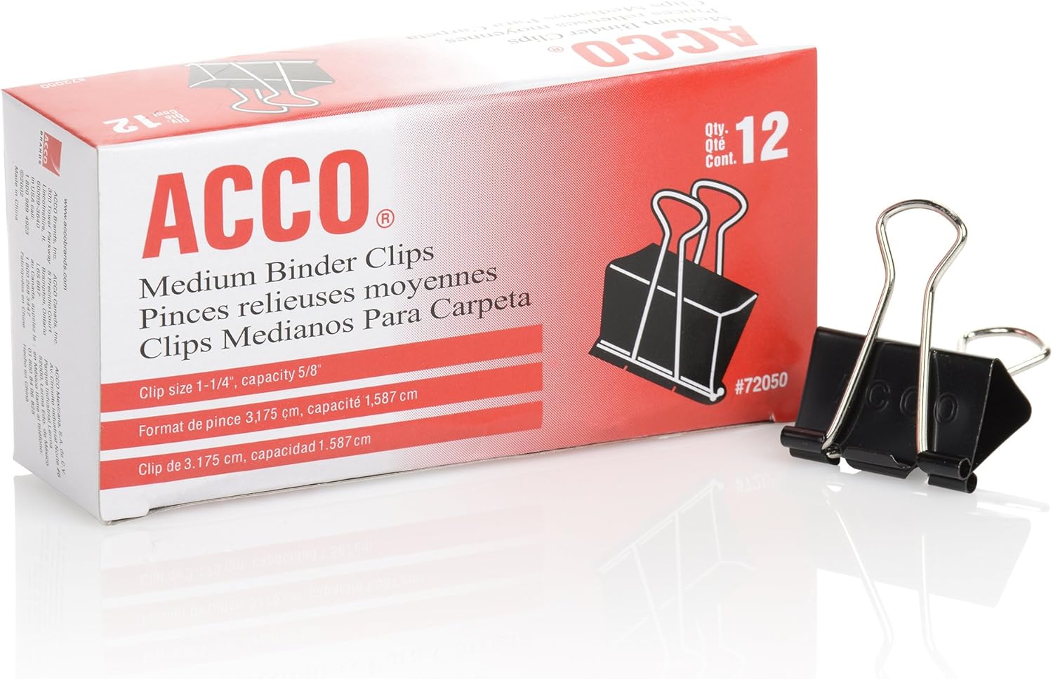 ACCO Binder Clips, Medium, Black, 12 per Box, 2 Boxes (72062) : Office Products