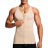 MOLUTAN Compression Shirt Mens Shapewear Tank Top Undershirt Slimming Body Shaper Tummy Control Vest Gynecomastia with Zipper