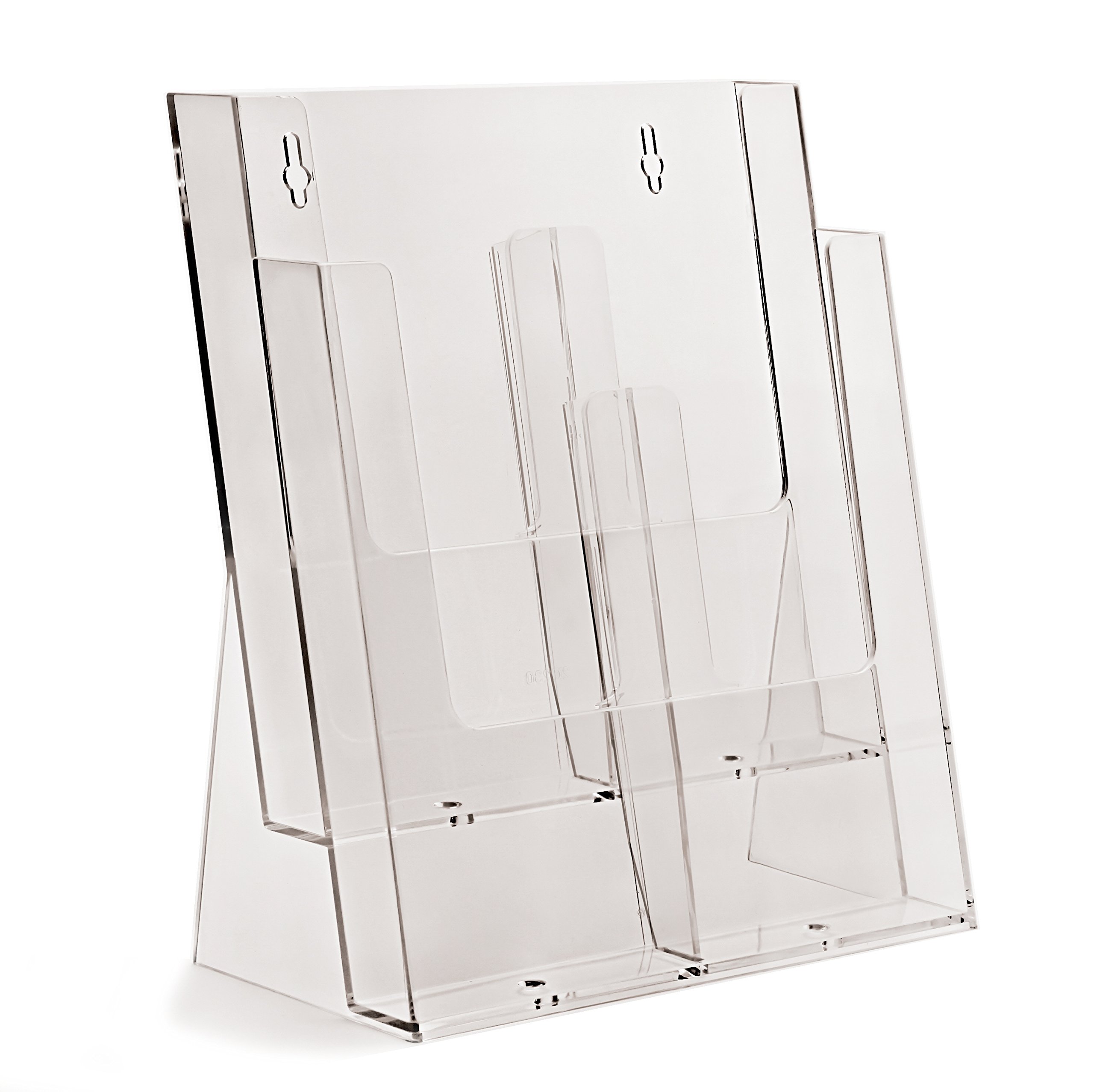 taymar Table Brochure Stand for DIN A4 or DIN Long, 2 Levels, Transparent, with Divider