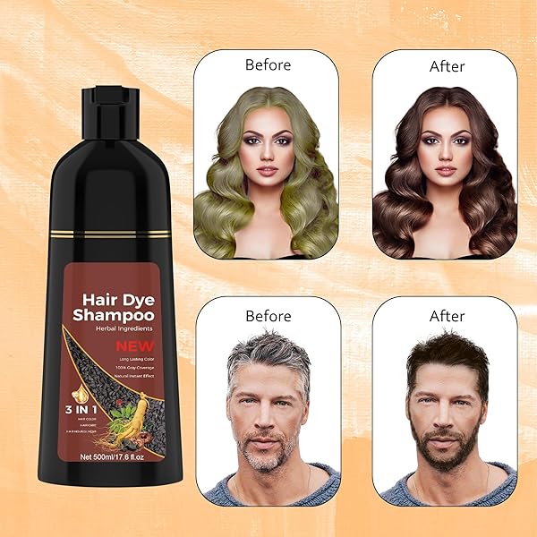 LANCITY HAIR DYE SHAMPOO HERBAL GREY COVERAGE HAIR DYE SHAMPOO 3 IN 1 HAIR COLOR SHAMPOO FOR HAIR INSTANT FOR MEN & WOMEN ( DARK BROWN)