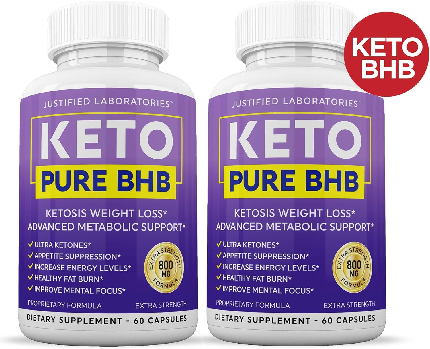 Keto Pure BHB Pills Advanced BHB Ketogenic Supplement Real Exogenous Ketones Ketosis for Men Women 60 Capsules 2 Bottles