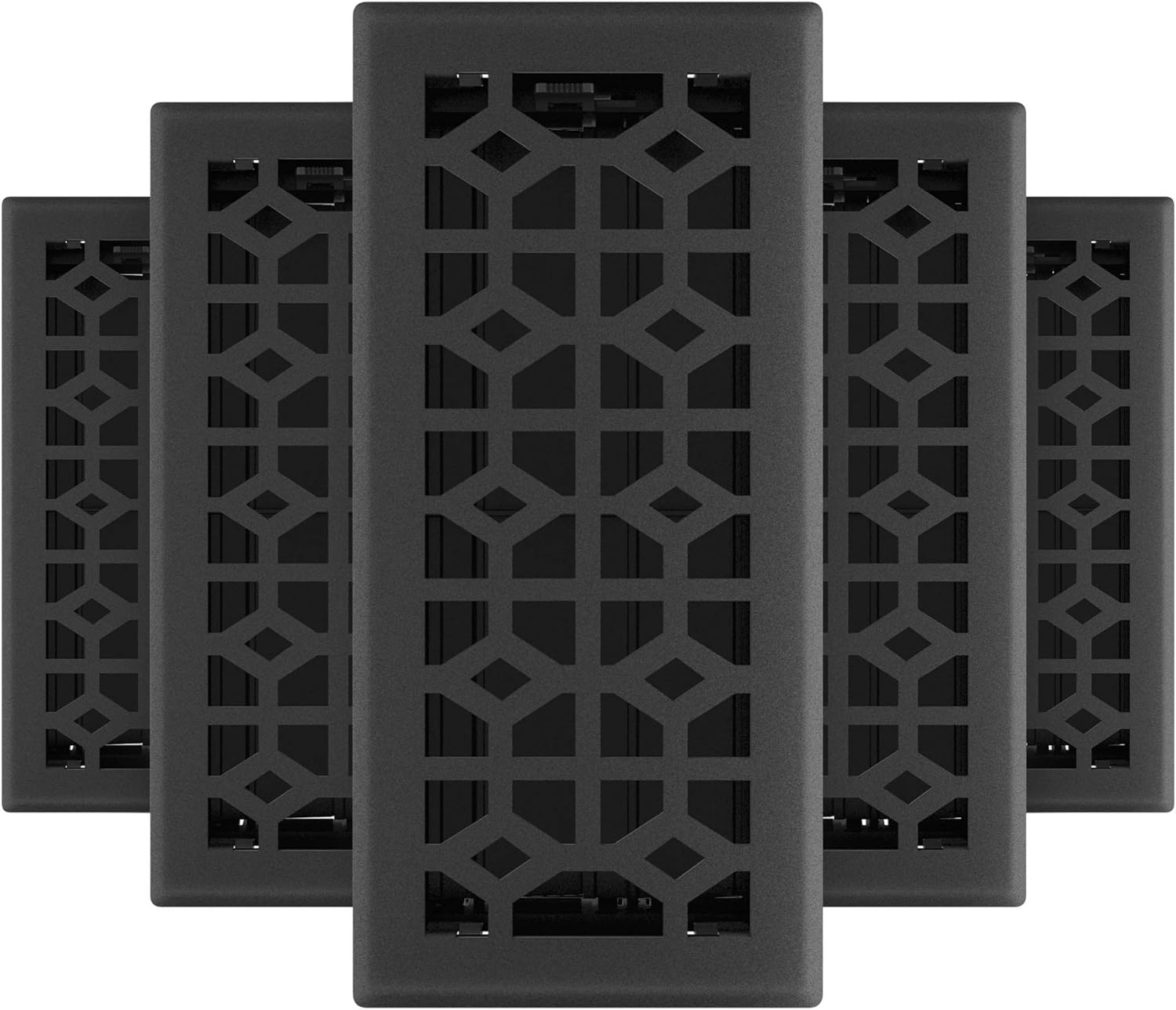 Registers, Grilles & Vents - Imperial RG3466 Templar Decorative Floor Register, 4x10 Inch, Black Iron, 5 Count