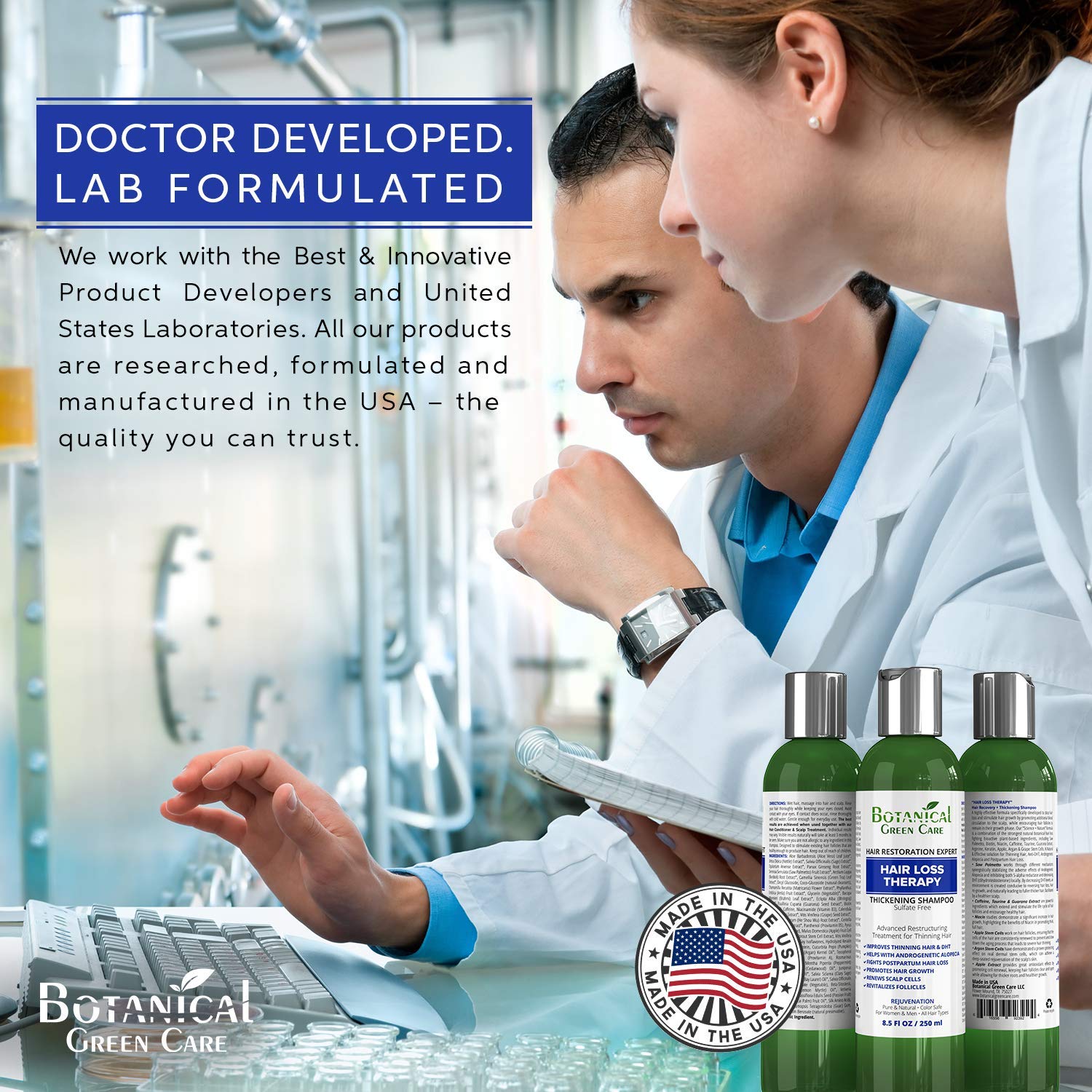"Hair Loss Therapy" Sulfate-Free Caffeine SHAMPOO, Alopecia Prevention and DHT Blocker. Anti-Hair Loss/Hair Growth Shampoo. Doctor Developed. NEW 2018 FORMULA!: Beauty
