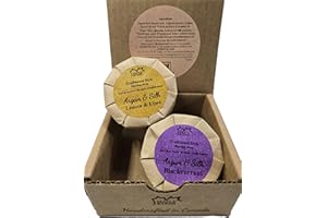 Shaving Soap: Argan & Silk (2 X 90 g/3.2 oz) - Blackcurrant; Lemon & Lime (Handcrafted in Canada)