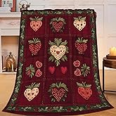 Flintis Strawberry Blanket Fruit Strawberry Decor Throw Blanket Gifts for Girls Boys Super Warm Soft Plush Lightweight Fleece Flannel Winter Couch Bedding Blankets for Kids Adults Women 50"X40"