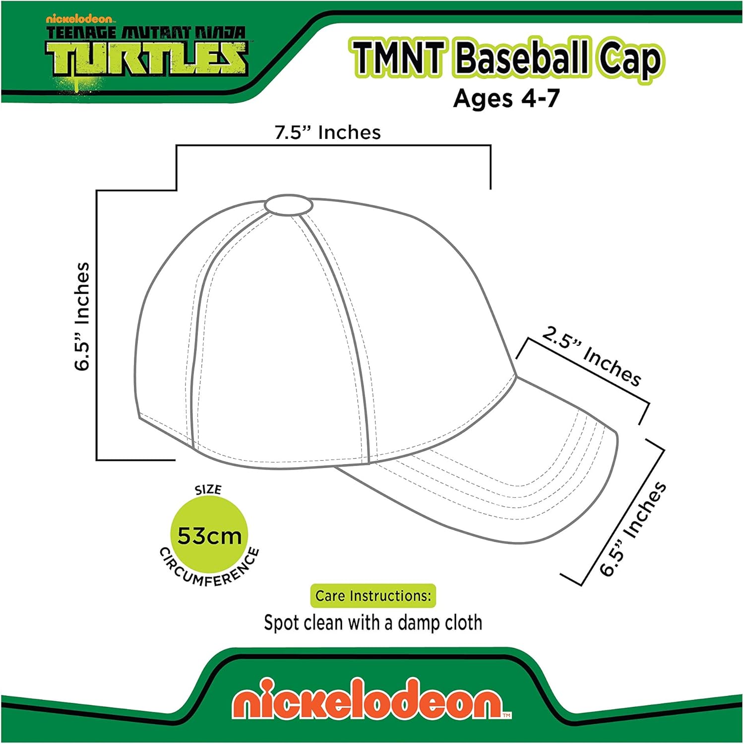 Teenage Mutant Ninja Turtles Kids Hat for Little Boys Ages 3-6 Leonardo Baseball Cap 3D Design, Green: Clothing