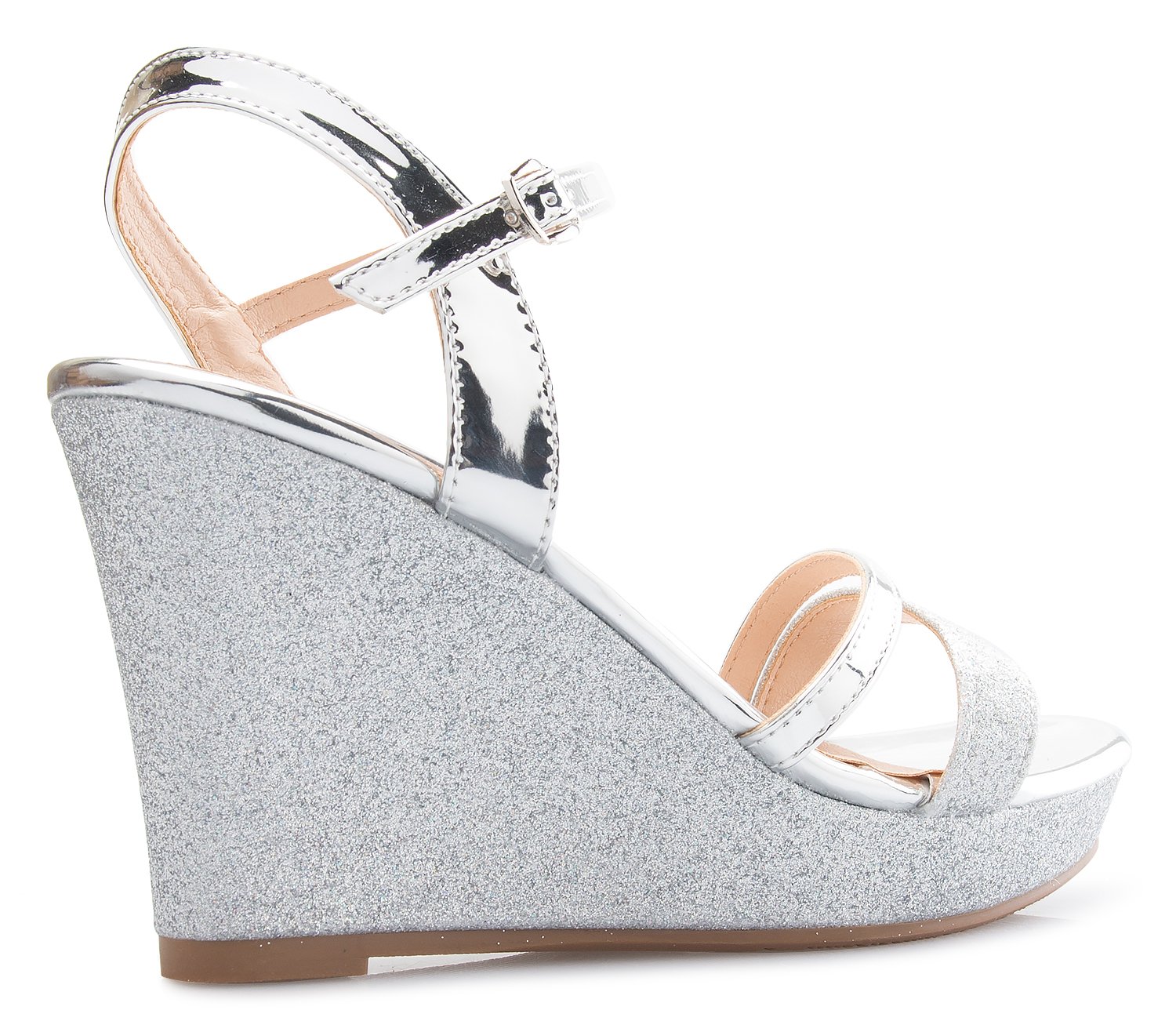 Olivia K Women's Sexy Strappy Platform Wedge Glitter Sandals - Image 4