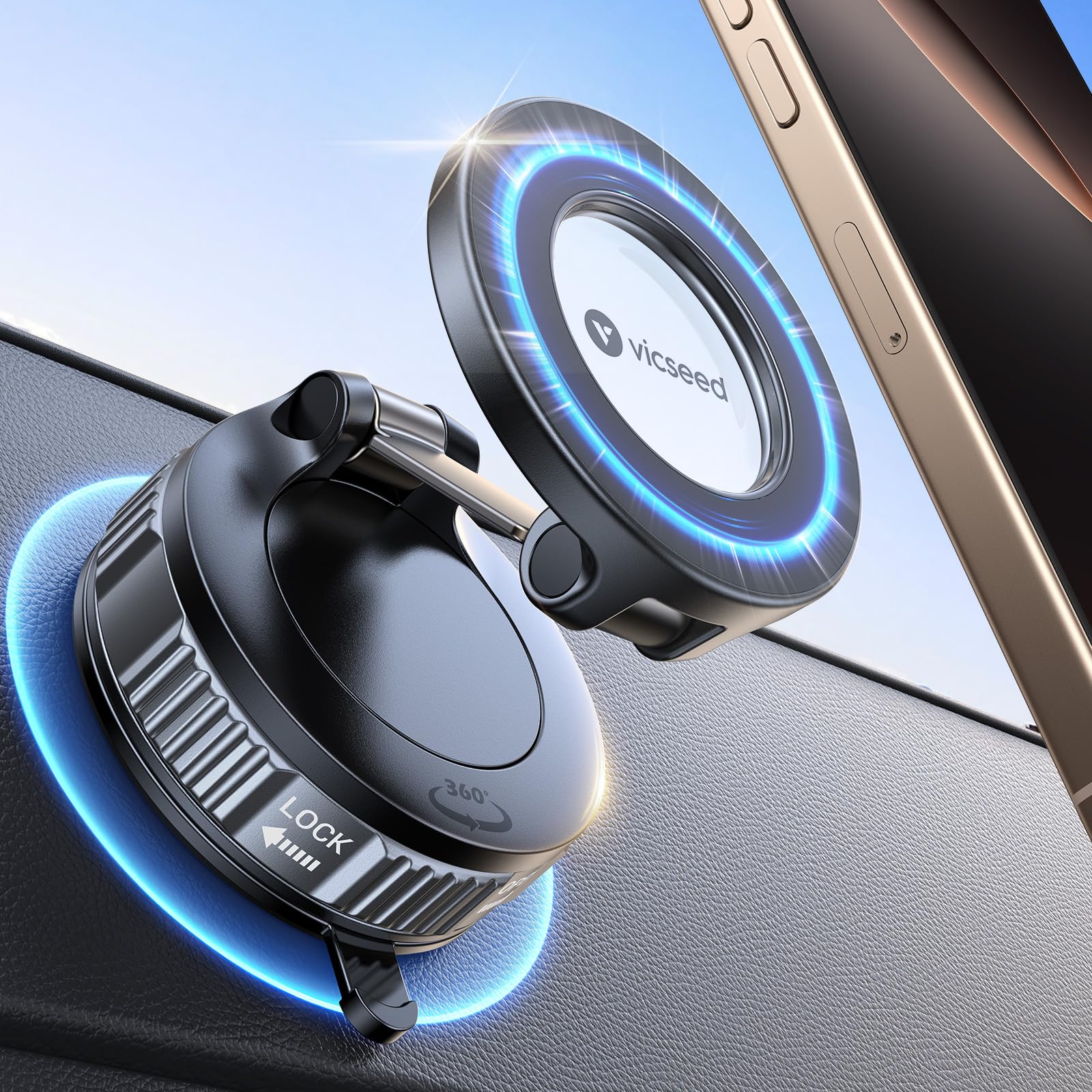 Photo 1 of VICSEED 2026 Upgraded Car Phone Holder for Magsafe Car Mount [85 LBS Strongest Suction] Vacuum Magnetic Phone Holders for Your Car 360° Adjustable Car Phone Mount for iPhone 17 Pro Max 16 15 14 13 12