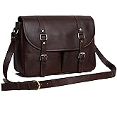 Leather Farm Messenger Bag for Men & Women 16 Inch – Premium Vintage Handmade Laptop Briefcase Satchel, Mens Leather Shoulder Crossbody Bag, Genuine Leather Computer Bag with Adjustable Strap Brown