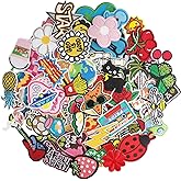 100Pcs Random Assorted Styles Embroidered Patches, Sew on/Iron on Patch Applique for Clothes, Dress, Hat, Jeans, DIY Accessories