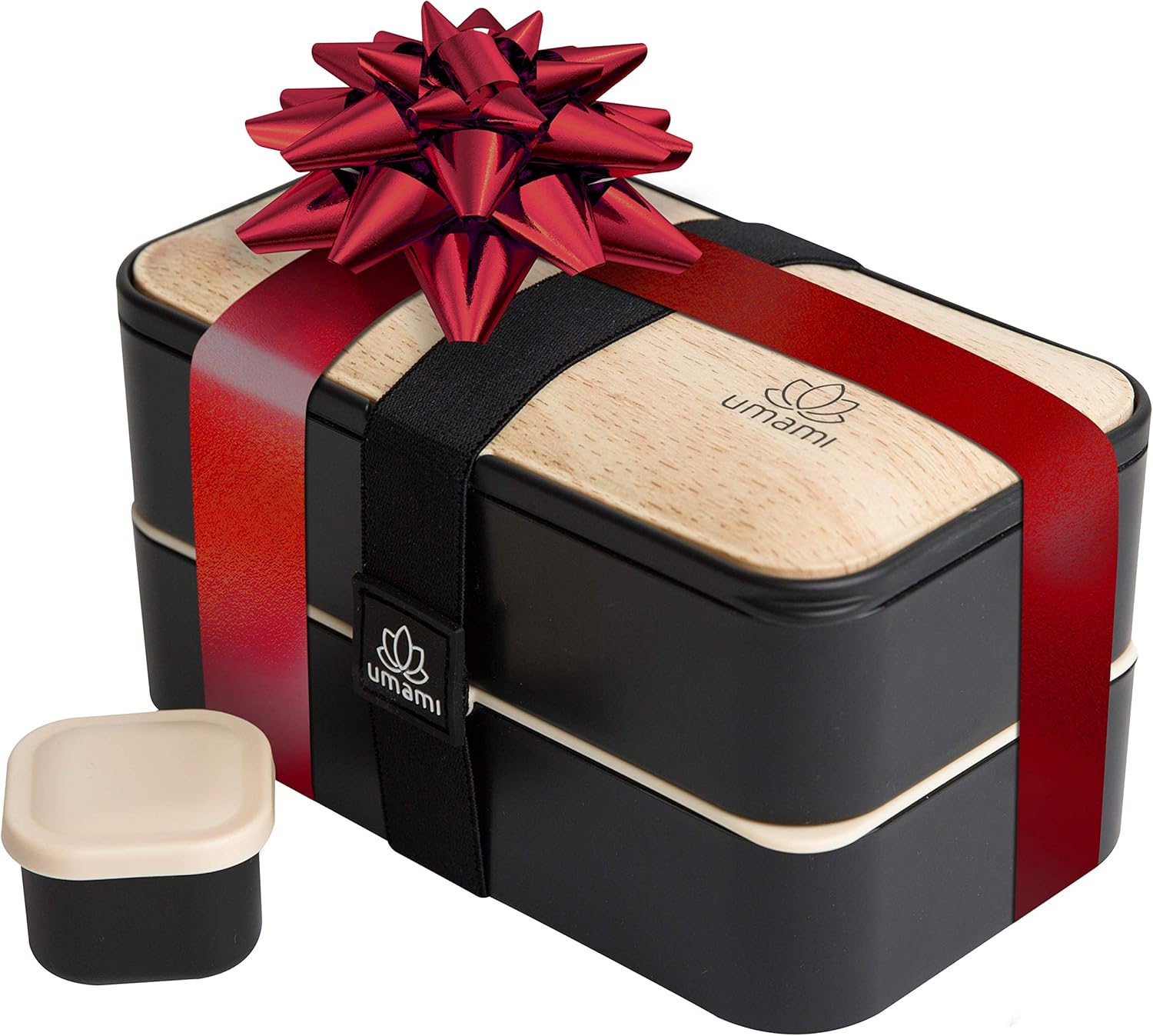 Umami® Premium Lunchbox – 1 Soßendose & 3-teiliges Besteck – Japanische Luftdichte Bento Box – Brotdose mit Fächern – Zero Waste – Mikrowellen- & Geschirrspülerfest – BPA-frei – 5 Jahre Garantie